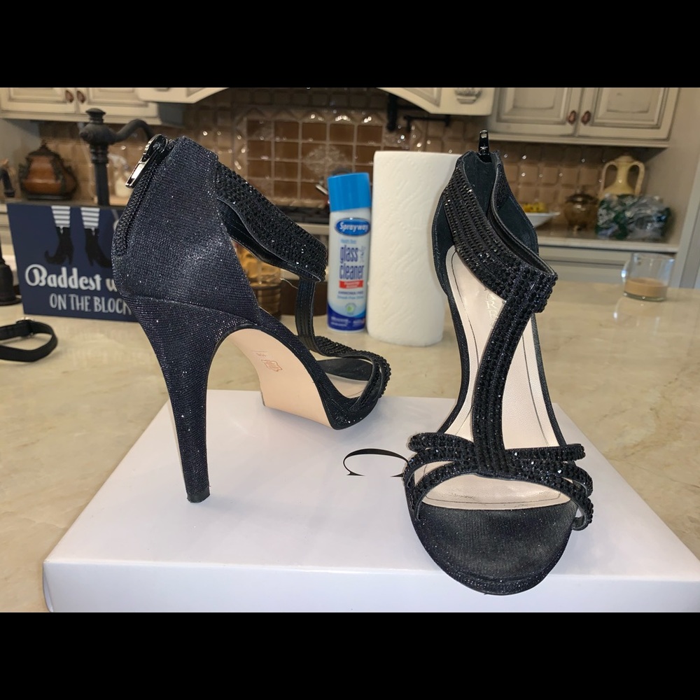 Black sparkle heels